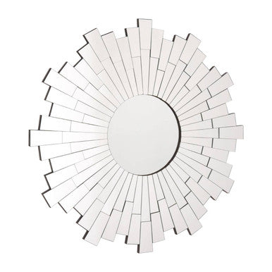 Glitzy Sunburst Design Round Wall Mirror