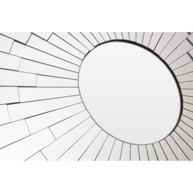 Glitzy Sunburst Design Round Wall Mirror