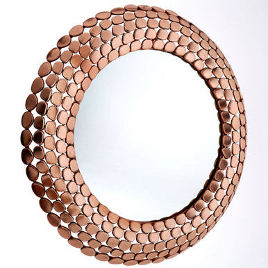 Templar Pebble Design Copper Finish Round Wall Mirror