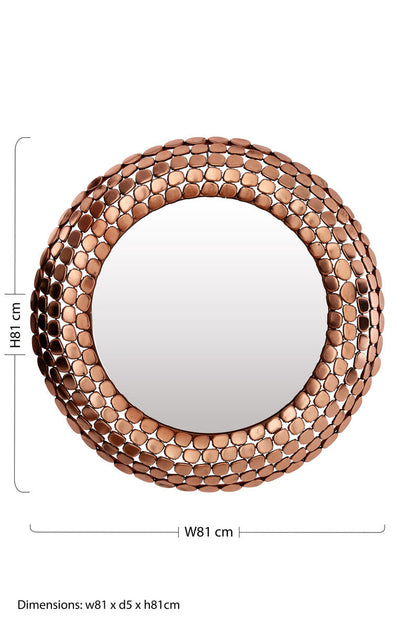 Templar Pebble Design Copper Finish Round Wall Mirror