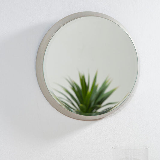 Athena Small Round Wall Mirror With Silver Frame