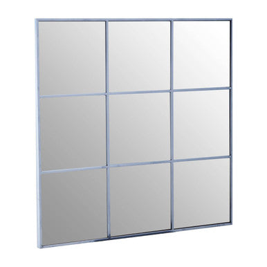 Oriel Grid Wall Mirror with Silver Finish Frame