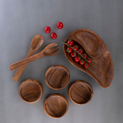 Kora Acacia Two Section Bean Shaped Dish