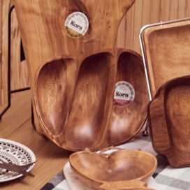 Kora Acacia 3 Section Apple Shaped Serving Dish