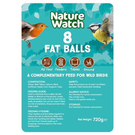 Loose Fat Balls Wild Bird Feed By Nature Watch - 8 Pack