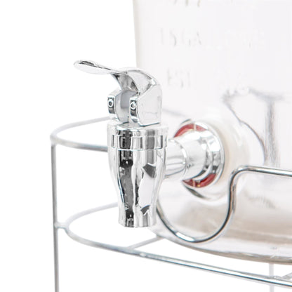 6.5L Glass Drinks Dispenser with Tap & Bucket Stand
