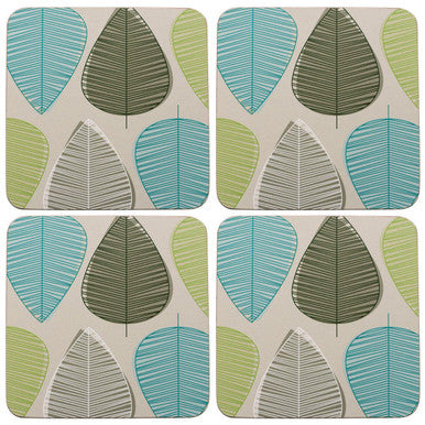 Green Leaf Set Of Four Coasters