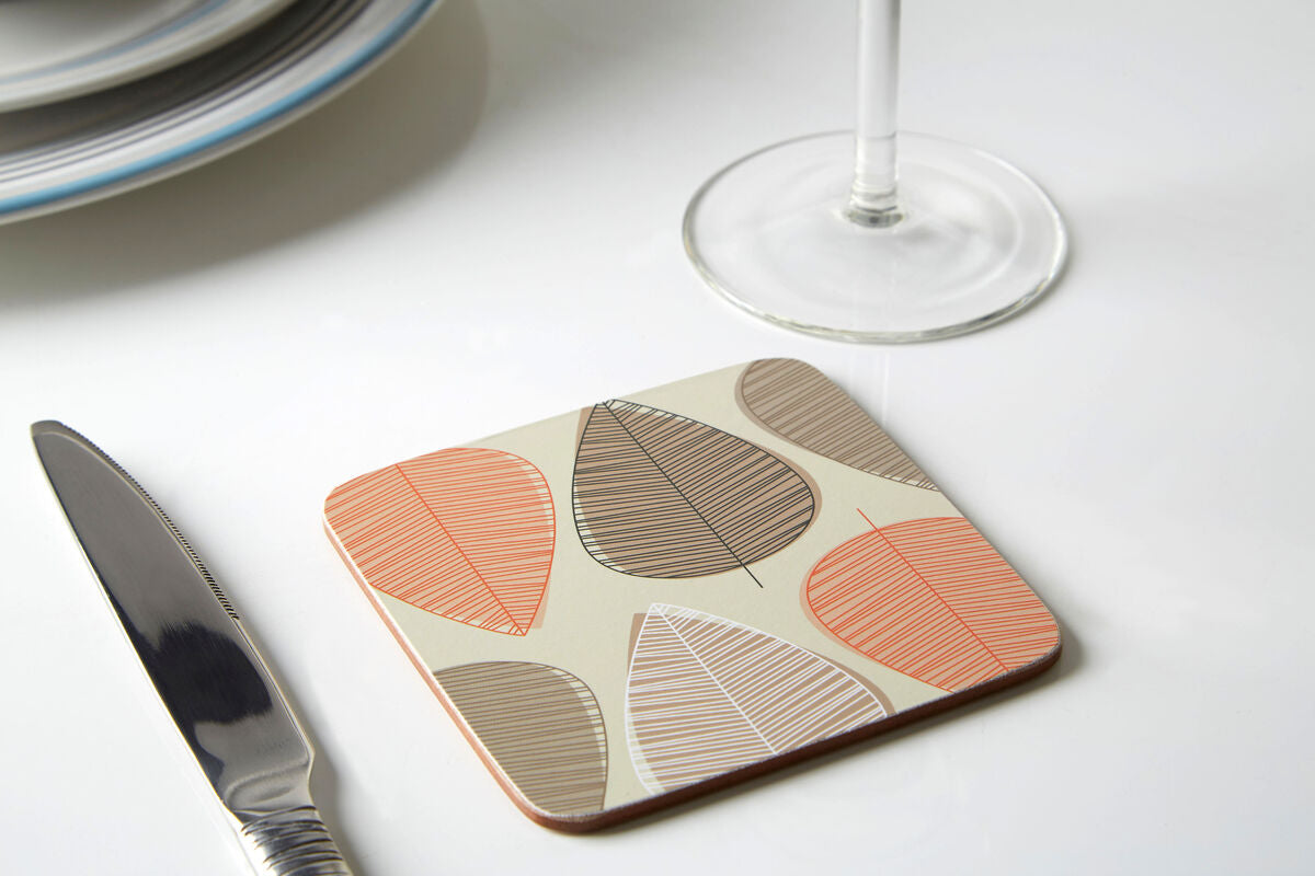 Orange Leaf Set Of Four Coasters