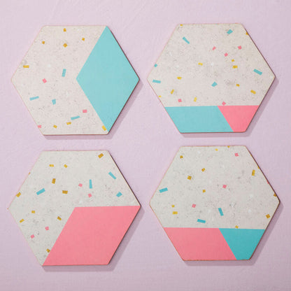 Mimo Set Of 4 Hexagonal Cork Coasters