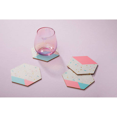 Mimo Set Of 4 Hexagonal Cork Coasters