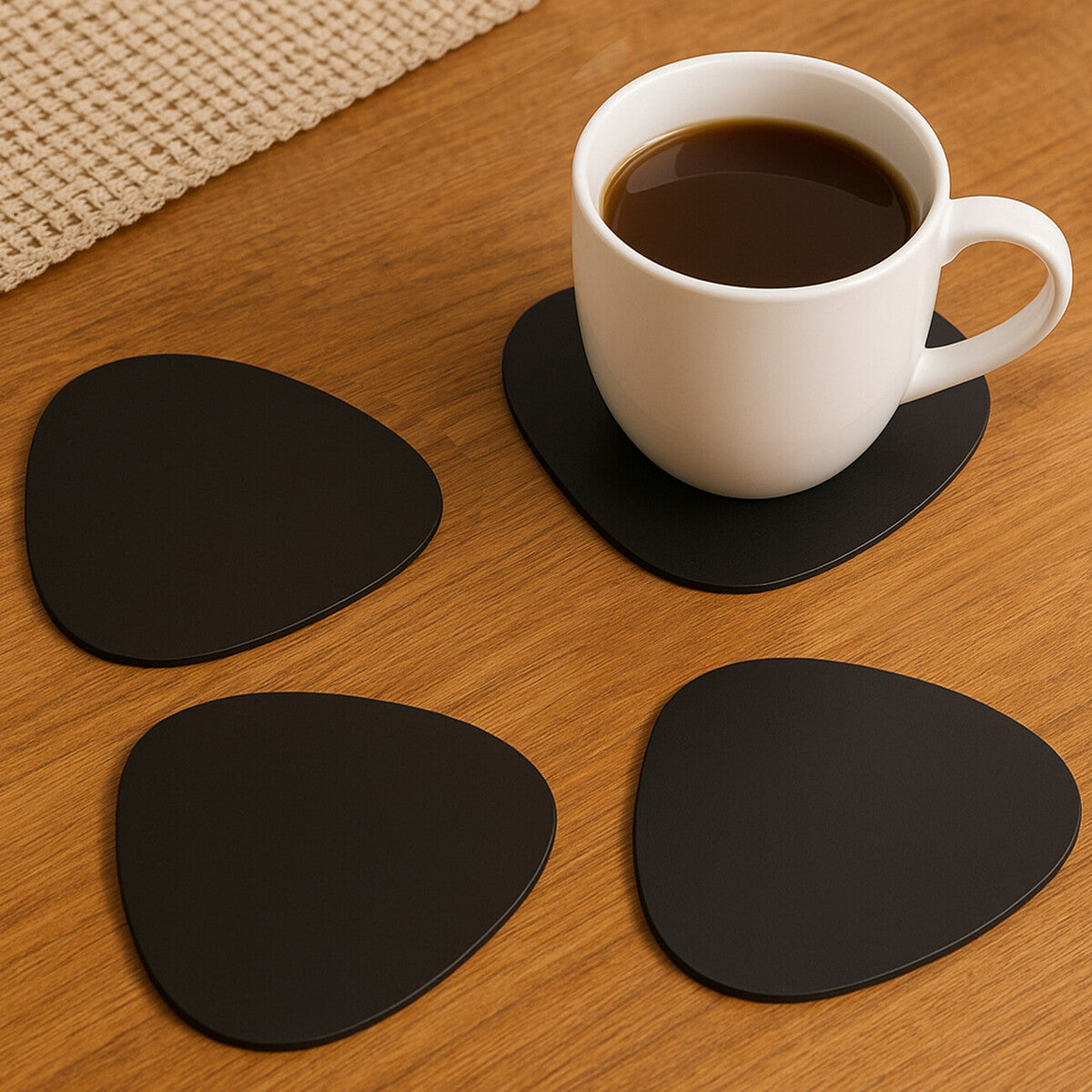 Catlins Pebble 4Pc Black Leather Placemats