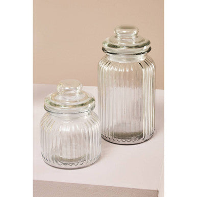 Abbie Ribbed Glass Storage Jar 1300 ml