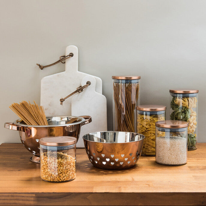 Freska Glass Storage Jar with  Rose Gold Lid 700ml
