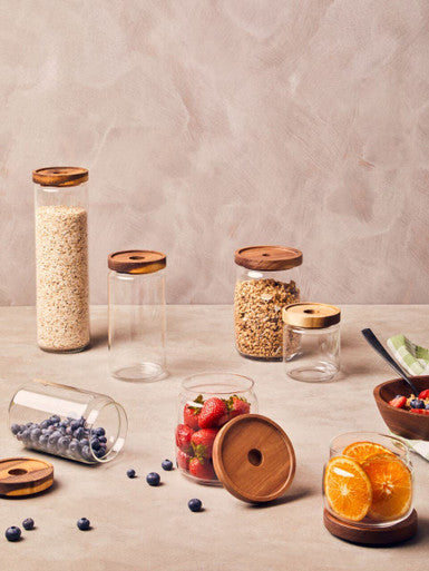 Tromso Glass Storage Jar with Acacia Lid 560 ml