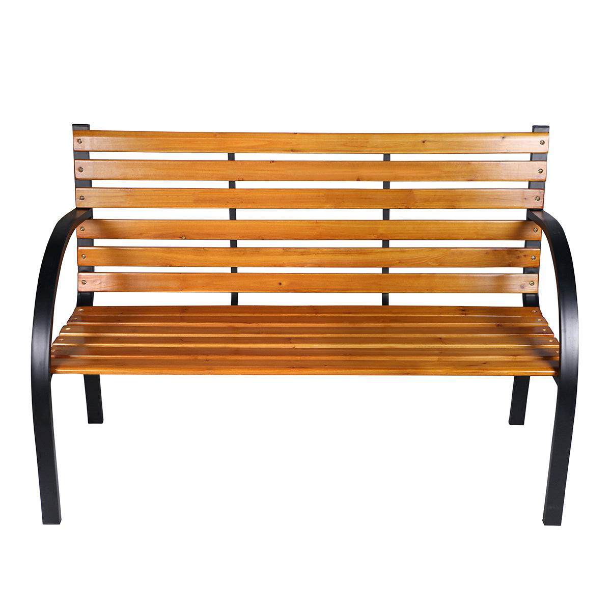 Garden Bench 12 Slats Steel and Hardwood - 2 Seat