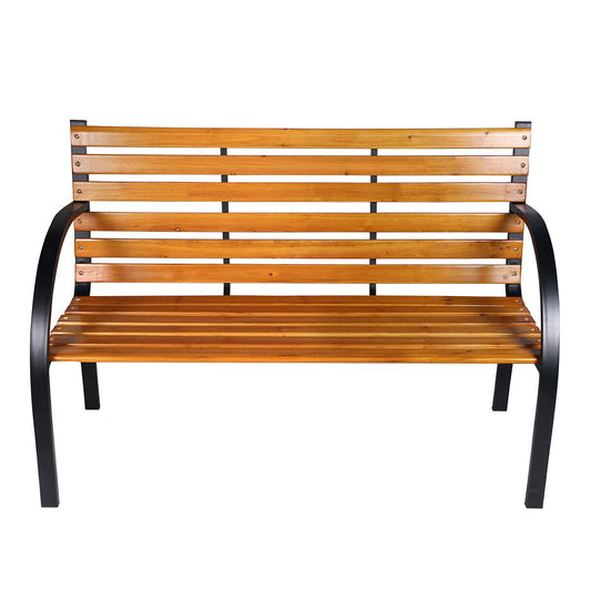Garden Bench 12 Slats Steel and Hardwood - 2 Seat