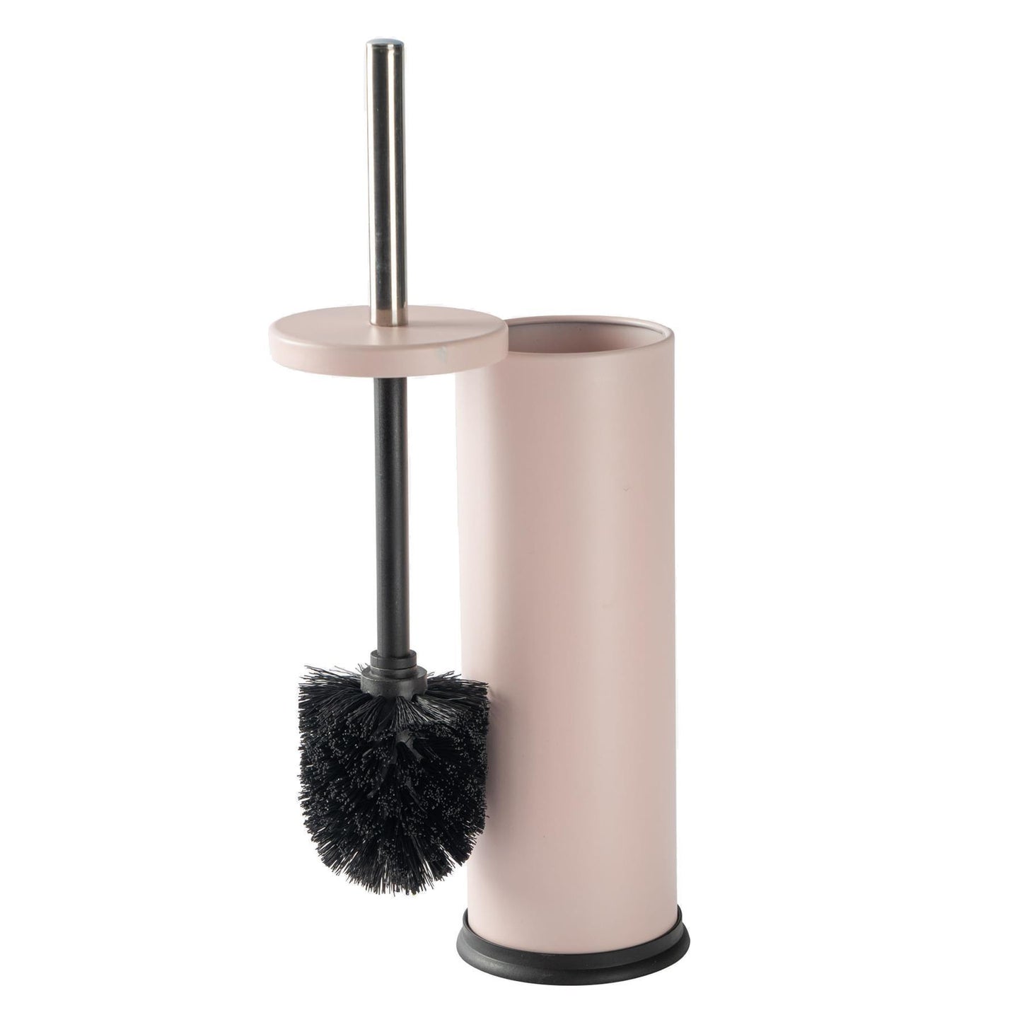 Matt Pink Round Stainless Steel Toilet Brush & Bin Set
