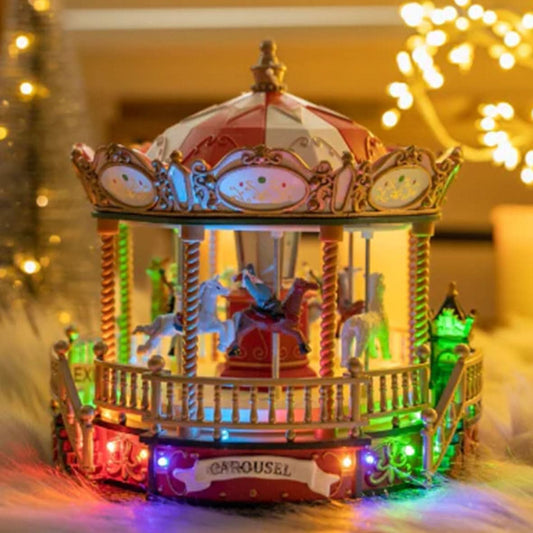 LED Christmas Light Up Carousel Decoration Animated