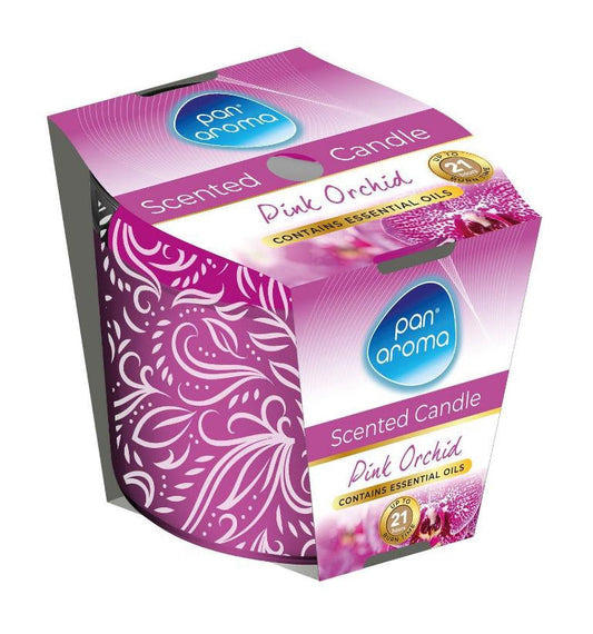 Pink orchid - printed glass candle