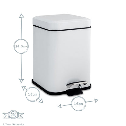 White Square Toilet Brush & Bin Set