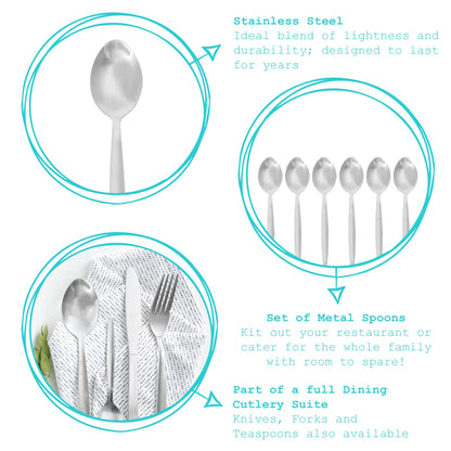 Classic Stainless Steel Dessert Spoons - Pack of 6