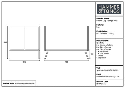 Black Fireside Log Storage Rack
