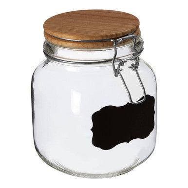 Grocer Glass Storage Jar with Wooden Lid 1000ml