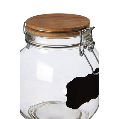 Grocer Glass Storage Jar with Wooden Lid 1000ml