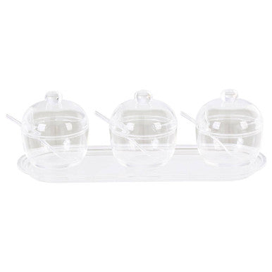 Gozo Set Of 3 Condiment Pots with Tray