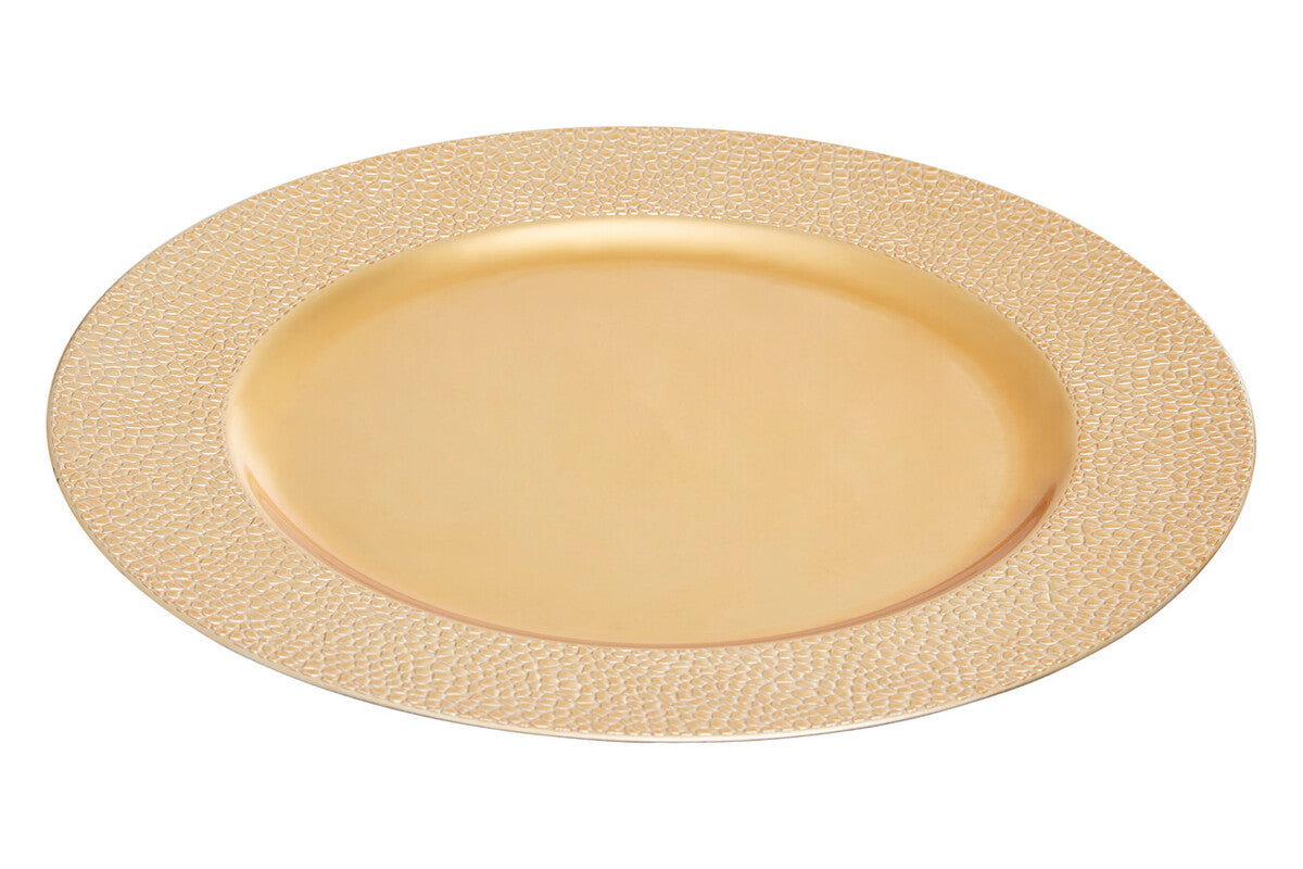 Dia Gold Finish Pebble Effect Charger Plate
