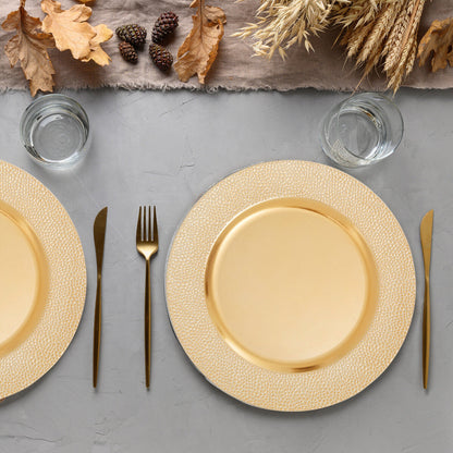 Dia Gold Finish Pebble Effect Charger Plate