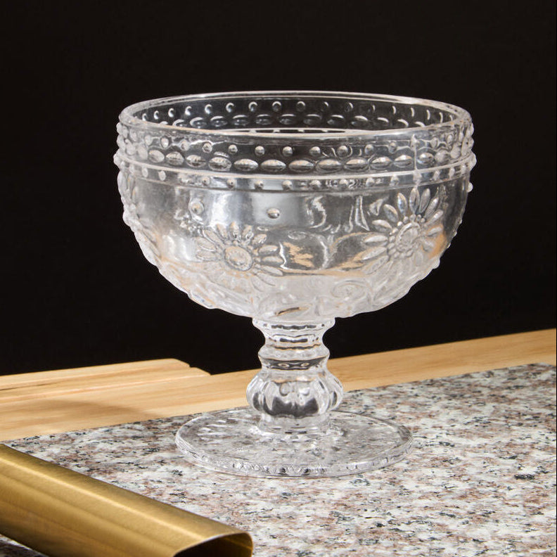Daisy Pressed Glass Sundae Glass Dish