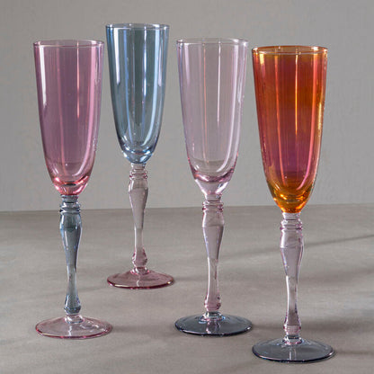 Aurora Set Of 4 Multicolour Champagne Glasses