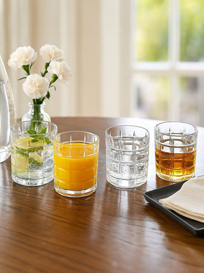 Auclair Set Of Four Check Glass Tumblers