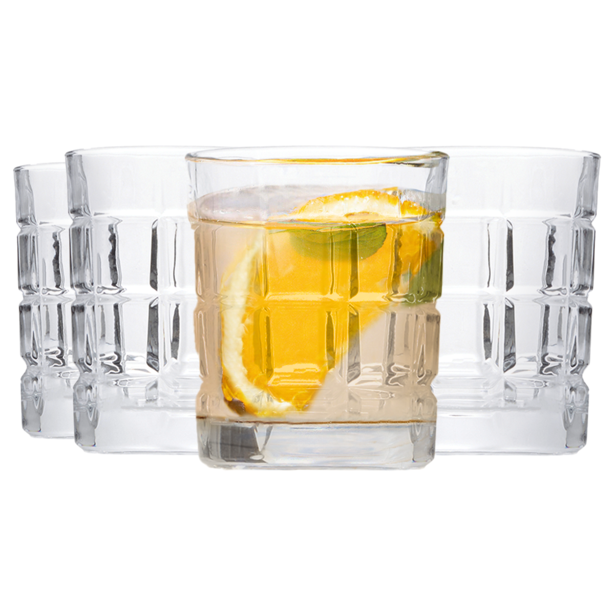 Auclair Set Of Four Check Glass Tumblers