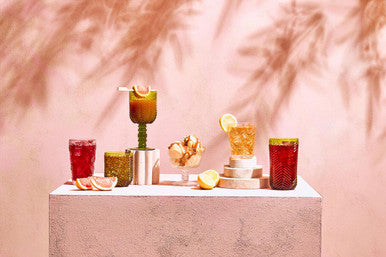 Fleur Set Of Four Green Highball Glasses