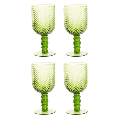 Fleur Set Of Four Green Wine Glasses