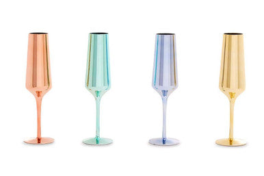 Aurora Set of Four Champagne Flutes In Assorted Colours