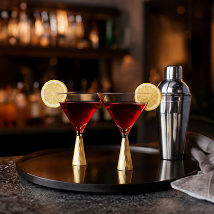 Astrid Set Of Two Cocktail Glasses With Gold Finish Stem