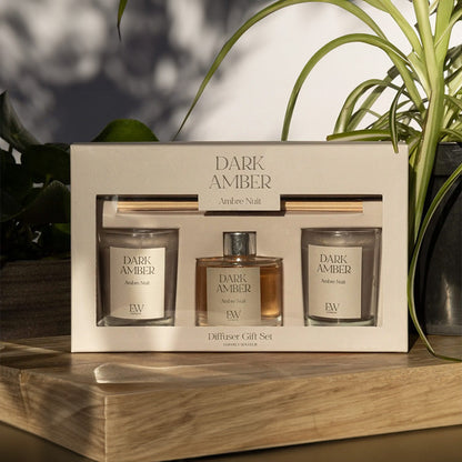 Dark Amber Diffuser and Candle Gift Set