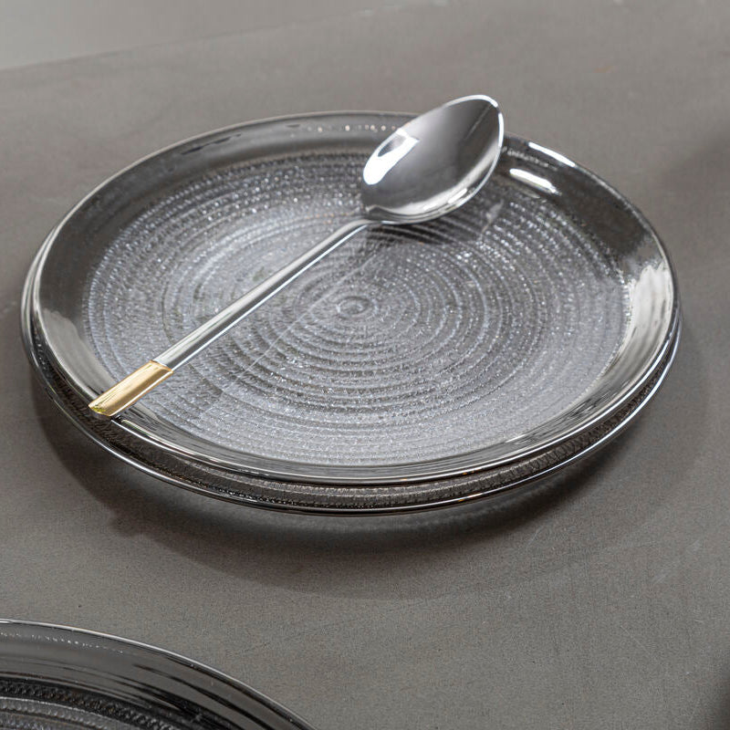 Ida Embossed Glass With Silver Rim Charger Plate