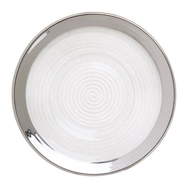 Ida Embossed Glass Side Plate With Silver Rim