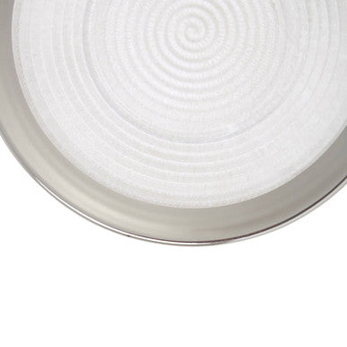 Ida Embossed Glass Side Plate With Silver Rim