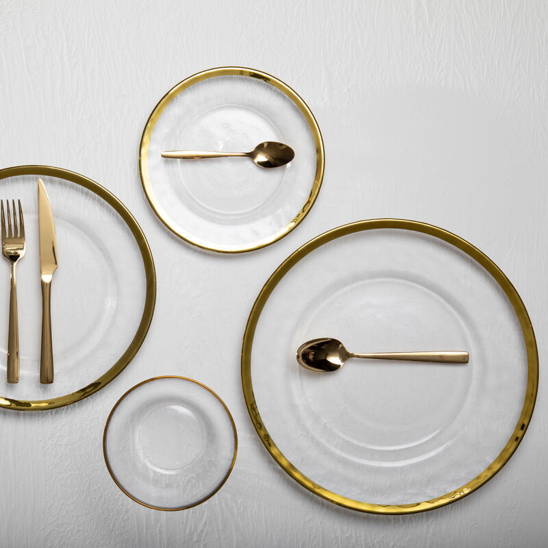 Ida Textured Glass Dinner Plate With Gold Rim