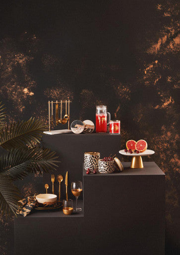 Ida Black Glass Side Plate with Gold Rim