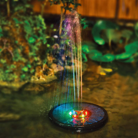 Floating Fountain Solar Garden Light Water Feature Decoration 6 Multicolour LED - 16cm by Bright Garden
