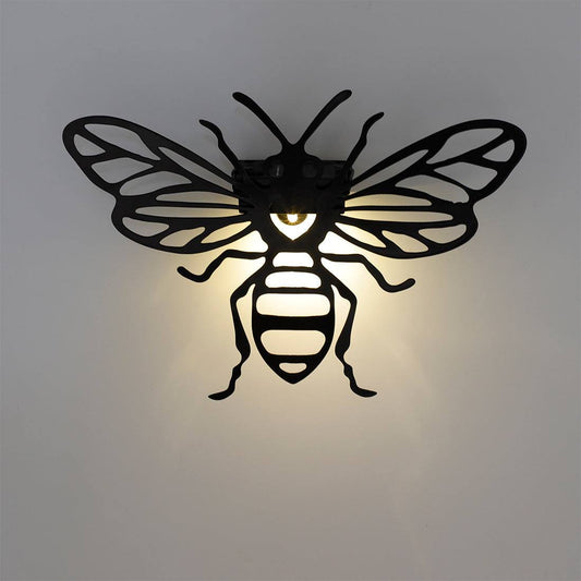 Bee Graphic Solar Garden Wall Light Warm White LED - 22cm by Bright Garden