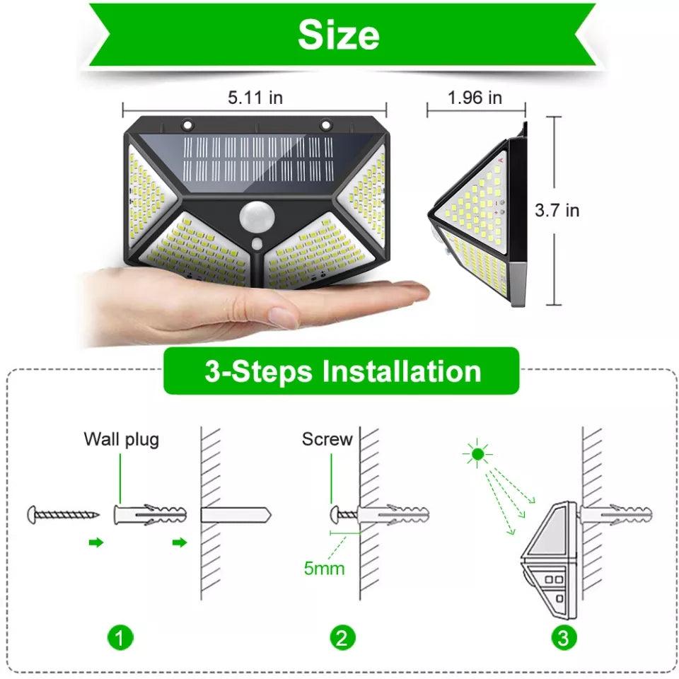 Super Bright 100 LED PIR Solar Motion Security Lights
