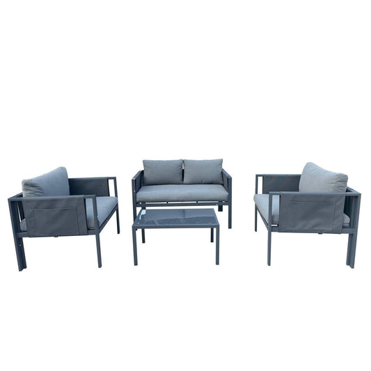 Contemporary Garden Sofa Set Steel Light Grey Cushions by Wensum - 4 Seat