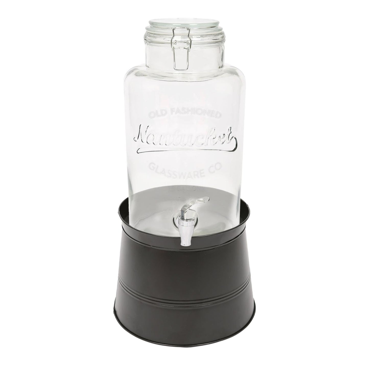 6.5L Glass Drinks Dispenser with Tap & Bucket Stand